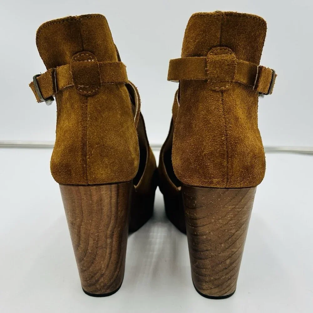 Free People Cedar Clog in Suede Brown Women’s Sz EUR 41 US 10.5-11 Wooden Heel